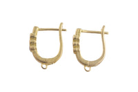 Circle Earring Oval Leverback Hoops- Solid Brass with CZ- 10 thick