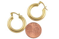 Circle Earring Round Hoops- Solid Brass- 22mm- 4mm thick