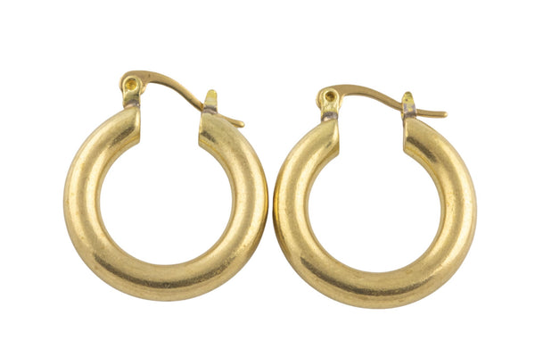 Circle Earring Round Hoops- Solid Brass- 22mm- 4mm thick