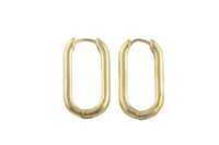 Circle Earring Round U Shaped Hoops- Solid Brass- 11x22mm- 3mm thick