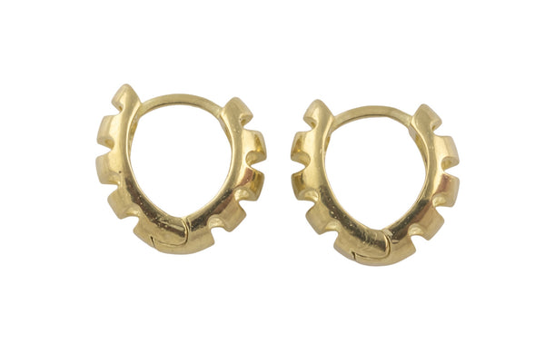 Circle Earring Round V Shaped Circle Hoops- Solid Brass- 15mm- 6mm thick