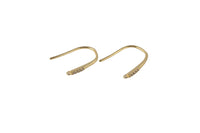 18kt Gold Earring Hook Wire CZ Earring, dainty Hoops, gold ear Hoops minimalist jewelry- 2 pcs fish hook earrings