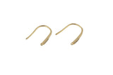 18kt Gold Earring Hook Wire CZ Earring, dainty Hoops, gold ear Hoops minimalist jewelry- 2 pcs fish hook earrings