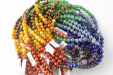 Natural Chakra Beads Smooth 4mm 6mm 8mm Round Amethyst Lapis Sodalite Aventurine Tigers Eye Yellow Jade Red Jasper Full Strand 14" - 15.5"