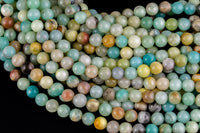 AMAZONITE Beads smooth round sizes- 4mm, 6mm, 8mm, 10mm, 12mm-Full Strand 15.5 inch Strand- Best Quality AAA Quality Gemstone Beads