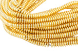 Gold Pyrite Hematite Beads - Flat Edge - Saucer Flat Edge Roundel- Hematite Strands- 4mm 6mm 8mm 10mm
