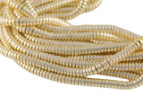 X Light Gold Pyrite- Barrel Heishi- Hematite Strands- Light Gold- 4mm and 6mm