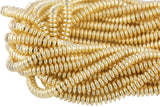 Light Gold Pyrite Hematite Beads - Flat Edge Saucer Roundel- Hematite Strands- Light Gold- 4mm 6mm 8mm 10mm