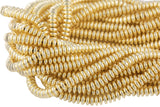 Light Gold Pyrite- Flat Edge Saucer Roundel- Hematite Strands- Light Gold- 4-8mm