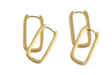 12x25mm 18kt Gold Rectangular Hoops-Enamel CZ Hoop Earring with CZ Set- 1 pair per order