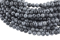 Natural Snowflake Obsidian Grade AAA Round. 4mm, 6mm, 8mm, 10mm, 12mm-Full Strand 15.5 inch Strand- Smooth Gemstone Beads