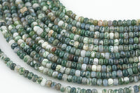 Natural Moss Agate High Quality in 6mm and 8mm Roundel- Full 15.5 Inch Strand AAA Quality Smooth Gemstone Beads