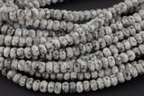 Natural Gray Spotted Jasper, High Quality in Faceted Roundel, 6mm, 8mm, 10mm, 12mm- Full 15.5 Inch Strand Gemstone Beads