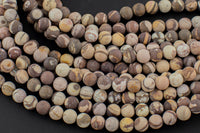 Natural Matte Petrified Wooden Opal Beads 4mm 6mm 8mm 10mm Round Beads Earthy Beige Brown Yellow Gray Stone 15.5" Strand Gemstone Beads