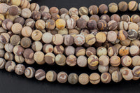 Natural Matte Petrified Wooden Opal Beads 4mm 6mm 8mm 10mm Round Beads Earthy Beige Brown Yellow Gray Stone 15.5" Strand Gemstone Beads