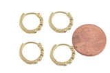 13mm 18kt Gold Huggie Hoops- CZ Hoop Earring with CZ Set- 1 pair per order Huggies