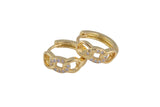 13mm 18kt Gold Curb Huggie Hoops- CZ Hoop Earring with CZ Set- 1 pair per order Huggies