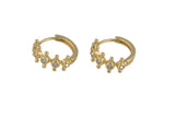 15mm 18kt Gold Curb Huggie Hoops- CZ Hoop Earring with CZ Set- 1 pair per order Huggies