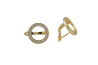 14mm 18kt Gold Huggie Hoops- CZ Hoop Earring with CZ Set- 1 pair per order Huggies