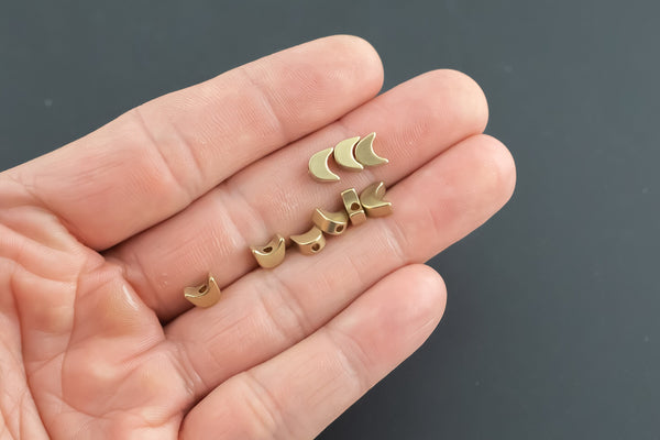 SOLID BRASS Moon Beads-6mm