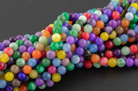 Multi Color JADE Smooth Round- 6mm 8mm 10mm 12mm-Full Strand 15.5 inch Strand AAA Quality