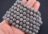 Gray Spotted Cheetah Jasper Bracelet Round Size 6mm and 8mm Handmade In USA Natural Gemstone Crystal Bracelets Handmade Jewelry - approx. 7"