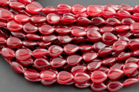 Red- JADE Puffy Teardrop- 13x18mm -Full Strand 15.5 inch Strand