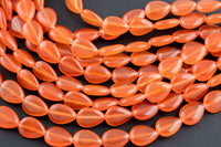 Orange- JADE Puffy Teardrop- 13x18mm -Full Strand 15.5 inch Strand