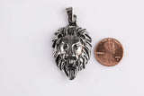 Majestic Gold Lion Head Pendant High Quality Gunmetal Plated Brass 1x2 inch