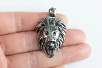 Majestic Gold Lion Head Pendant High Quality Gunmetal Plated Brass 1x2 inch