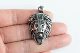 Majestic Gold Lion Head Pendant High Quality Gunmetal Plated Brass 1x2 inch