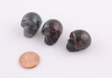 1 Pc Natural Bloodstone Skull Skulls ~1" - Self Standing - Not Drilled