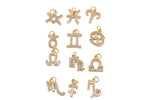 Add on Small Cz Zodiac Charms- Gold Plated over Brass Astrological Zodiac Signs Symbols, Birthday Personalized Horoscope Charm