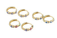 14mm 18kt Gold Enamel Evil Eye Heart Huggie Hoops- 14mm CZ Hoop Earring with CZ Set- 1 pair per order Huggies