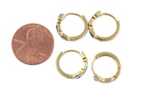 14mm 18kt Gold Enamel Evil Eye Square Huggie Hoops- 14mm CZ Hoop Earring with CZ Set- 1 pair per order Huggies