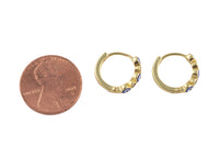 14mm 18kt Gold Enamel Evil Eye Round Huggie Hoops- 14mm CZ Hoop Earring with CZ Set- 1 pair per order Huggies