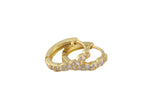 14mm 18kt Gold Huggie Hoops- 14mm CZ Hoop Earring with CZ Set- 1 pair per order Huggies