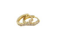 14mm 18kt Gold Huggie Hoops- 14mm CZ Hoop Earring with CZ Set- 1 pair per order Huggies