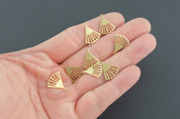 Brass earrings-Earring copper accessories-Earring pendant-Brass earring charms-Earring connector-Brass jewelry-Fan shape earrings- 16mm