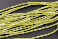 Natural Olive Jade beads tube tubular beads 15.5" 4x13mm