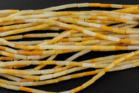 Natural Yellow Jade beads tube tubular beads 15.5" 4x13mm