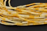 Natural Yellow Jade beads tube tubular beads 15.5" 4x13mm