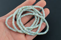 Natural Aquamarine- 2x4mm Heishi Stretchy Bracelet- 7 inches