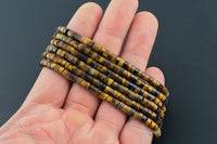 Natural Tiger Eye- 2x4mm Heishi Stretchy Bracelet- 7 inches