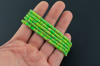 Green Sea Sediment Jasper- 2x4mm Heishi Stretchy Bracelet- 7 inches