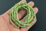 Natural Olive Green Jade- 2x4mm Heishi Stretchy Bracelet- 7 inches
