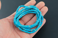 Aqua Blue Sea Sediment Jasper- 2x4mm Heishi Stretchy Bracelet- 7 inches