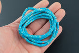 Aqua Blue Sea Sediment Jasper- 2x4mm Heishi Stretchy Bracelet- 7 inches