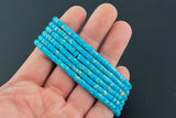 Aqua Blue Sea Sediment Jasper- 2x4mm Heishi Stretchy Bracelet- 7 inches