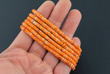 Orange Sea Sediment Jasper- 2x4mm Heishi Stretchy Bracelet- 7 inches